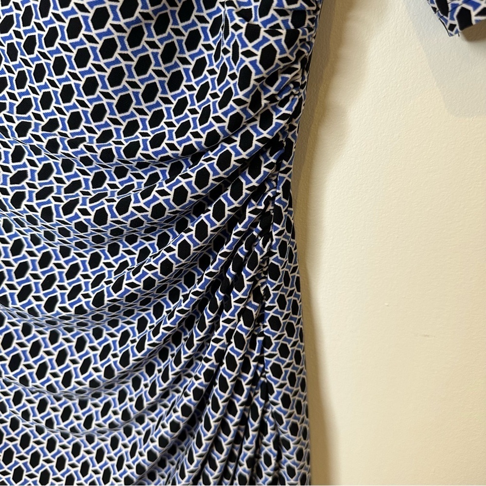 Lauren Ralph Lauren blue essentials geometric V neck dress women’s size 4 - Picture 12 of 14